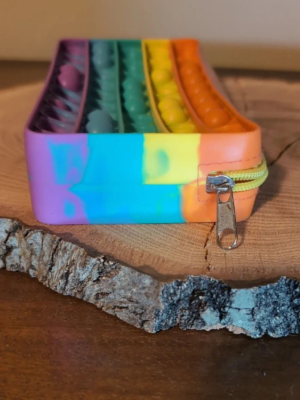 Rainbow Pop-It Zip Sensory Pouch Multicolor Pencil Case Back To School Ready